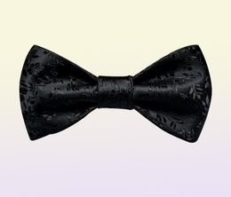 Bow Ties Black Floral Solid Self Tie Men Fashion Butterfly Silk Business Mariage de mariage Fête Bowtie Set Dibangu9011202