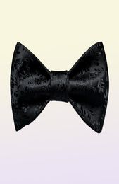 Pajaritas negro floral sólido auto corbata hombres moda mariposa seda formal negocio boda fiesta pajarita pañuelo conjunto dibangu5206719