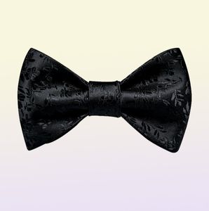 Noeuds papillon noir floral solide auto-cravate hommes mode papillon soie formelle affaires fête de mariage noeud papillon mouchoir ensemble DiBanGu6304373
