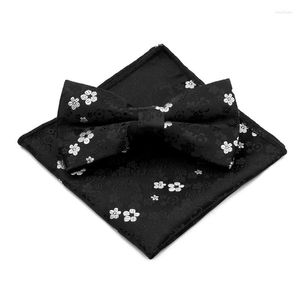 Noeuds papillon noir pour hommes noeud papillon pré-noué hommes noeuds papillon de mariage Paisley Floral marron cravate costume accessoires en gros B141