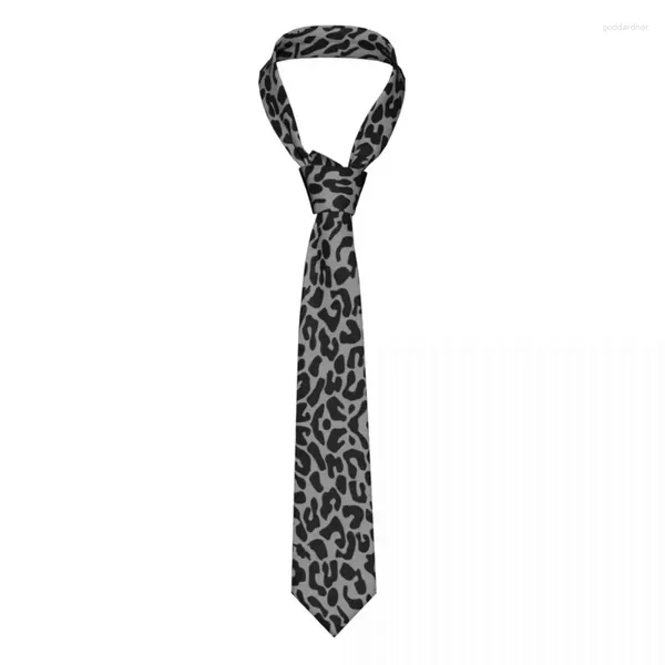 Cravates d'arc Noir Léopard Cravate Hommes Femmes Slim Polyester 8 cm Large Cheetah Animal Cravate Pour Hommes Quotidien Porter Gravatas Bureau