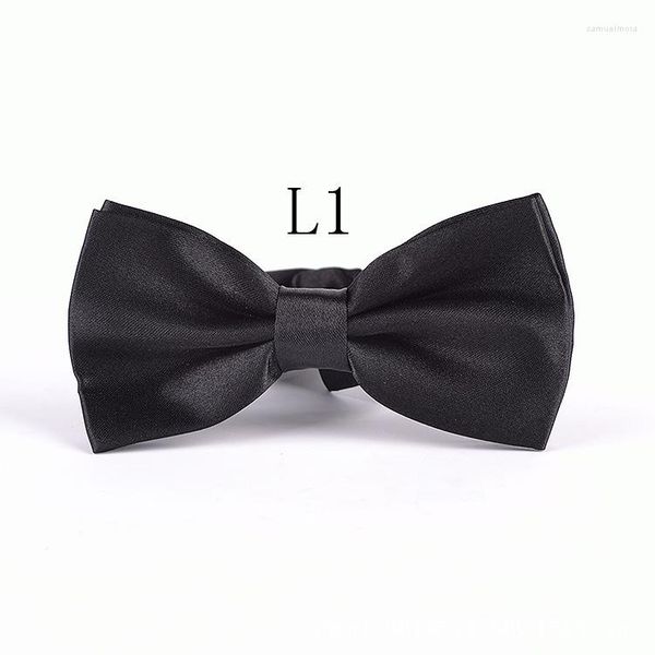 Corbatas de lazo negras para hombre, corbata de ajuste de Color sólido, corbata de satén para novio/padrino/hombre/fiesta de boda, corbata LD4