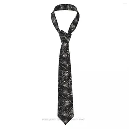 Noeuds papillon noir imprimé araignée décontracté unisexe cravate chemise décoration étroite rayée cravate mince
