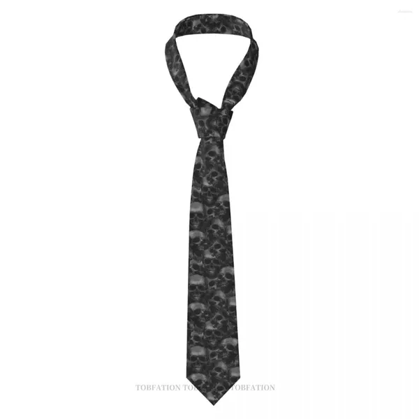 Nœuds papillons crâne noir impression 3D cravate 8 cm de large cravate en polyester accessoires de chemise décoration de fête