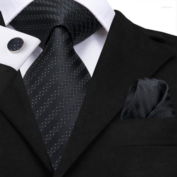 Pañuelos de lazo Corbata de boda de seda a rayas blancas y negras para hombres Handky Gemelos Regalo Corbata Diseñador de moda Fiesta de negocios Dropshiping Hi-Tie Fred22