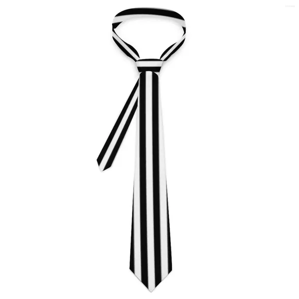 Pañuelos de lazo Corbata a rayas blancas y negras Líneas verticales Imprimir Cosplay Fiesta Cuello Moda fresca para unisex Collar para adultos Corbata