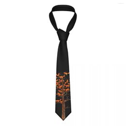 Papillon Cravatta ad albero fiammeggiante Cravatta da uomo in poliestere di seta 8 cm Cravatta stretta con natura animale per uso quotidiano da uomo Cravatta da ufficio