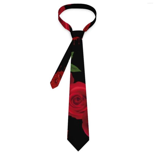 Nœuds papillons sang rouge roses cravate imprimé floral cou de mariage rétro tendance pour hommes motif col cravate cadeau d'anniversaire