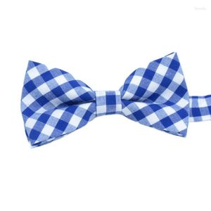 Pajaritas Azul y Blanco A Cuadros Pajaritas Hombres Casual Algodón Moda Masculina Corbata Clásica Atuendo Formal Metrosexual Gravata