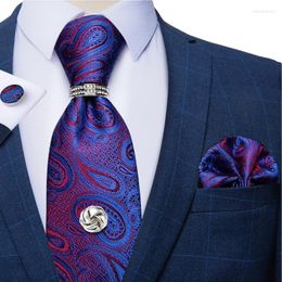 Bow Ties Blue Red Paisley Silk For Men 8cm Fashion Men's Wedding Neck Tie Mandkinchief Cuffe de bouffée