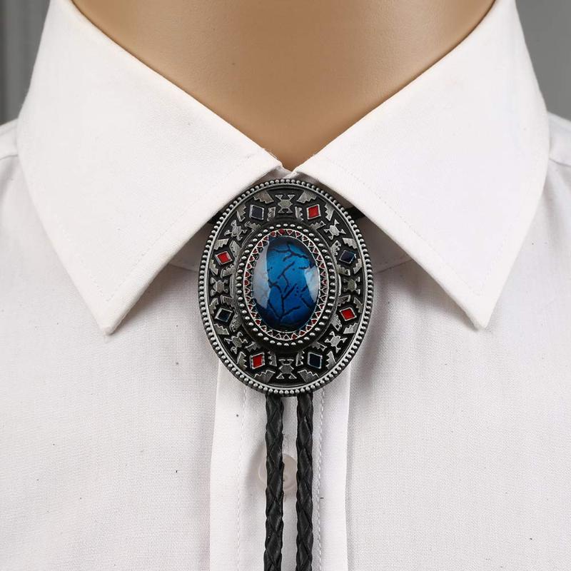 Bow Ties Blue Turquoise Bolo Tie For Woman Women Handmade Western Art Alloy Necktie Silvr Star PentagramBow BowBow