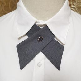 Bow Ties Boutique Cross Knot Hoogwaardige grijs katoenen pak Zipper Tie Men Accessoires Matching Shirt JK Dames trots vlinders