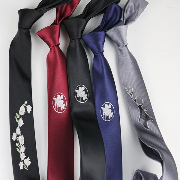 Bow Ties Brand Borded Deer Flower Animal Checktie para hombre Estrecho 5cm Classic Business Party Tip Accessorios