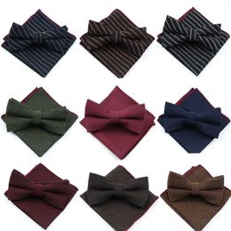 Corbatas de lazo de marca para hombre, conjunto de corbatas de lana de Color sólido, conjuntos cuadrados de bolsillo, accesorios para uso diario, corbata, regalo de boda para hombre, venta al por mayor