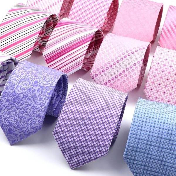 Lazos de arco brillante rosa hombres clásico rayado jacquard tejido corbata flaco esmoquin traje camisa regalo para fiesta de boda accesorio diario
