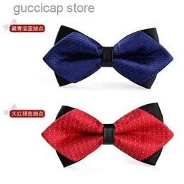 Bow Ties British Double Rayed Bowlet Mens Traje formal Versión coreana de The Groom Wedding Black Wine Red Bow Tie Y240329