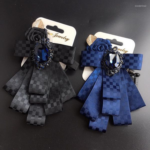 Pajaritas estilo británico coreano corbata novio hombre boda moda azul negro Plaid strass pajaritas hombres traje Accesorios