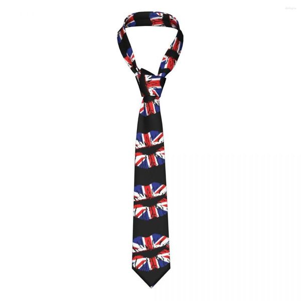 Pajaritas Labios británicos Hombres Corbata Poliéster 8 Cm Bandera clásica de Londres Estampado rojo Cuello británico Para trajes de hombre Accesorios Gravatas Boda