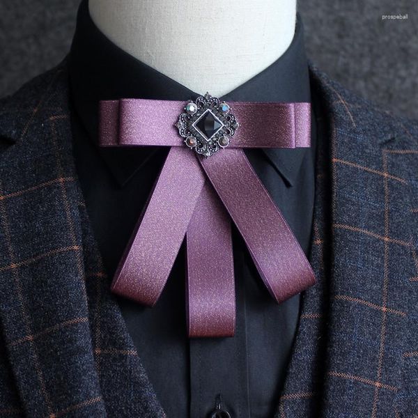 Corbatas de moño para hombre británico, corbata elegante de aleación con diamantes de imitación, corbata de banda elástica para mujer, uniforme escolar para niños, cinta para fiesta de boda, pajarita