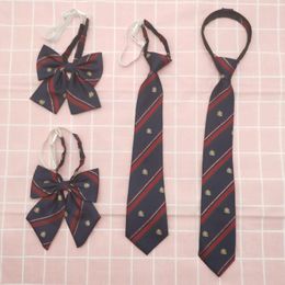 Bow Ties zakelijke kleding DK Silver Silk Crown Navy Blue Tie School Uniform Student Stripe College Style JK Suit