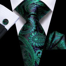 Bow Ties Business Black Green Paisley Silk Time de mariage pour hommes Handky Couffe Link Mens Necktie Fashion Designer Party Drop Hi-Tie 271C