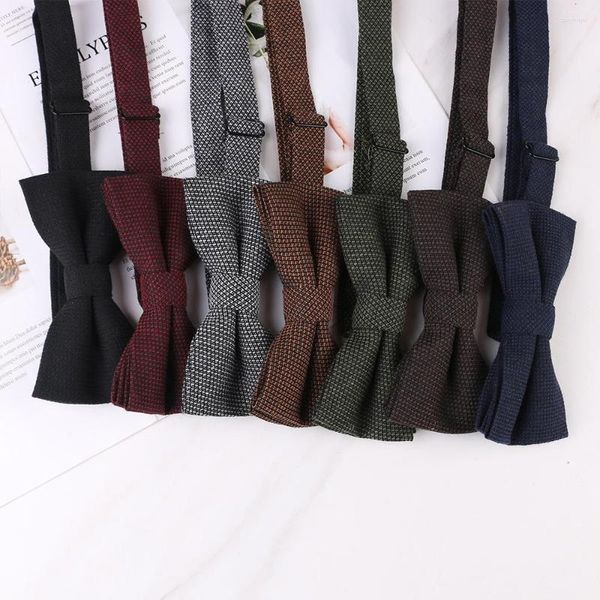 Corbatas de moño de negocios vino verde oscuro gris marrón mujer hombre tejido Jacquard sólido corbata de algodón boda Casual corbata Accesorios