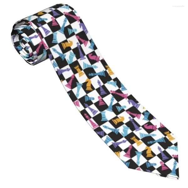 Cravates d'échecs colorées unisexes, cravates à la mode en Polyester, 8 cm de large, cravate pour costumes pour hommes, accessoires, cadeau de mariage