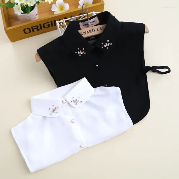 Pajaritas de gasa cuello falso media camisa decoración damas falso para mujeres negro blanco solapa desmontable falso col corbata