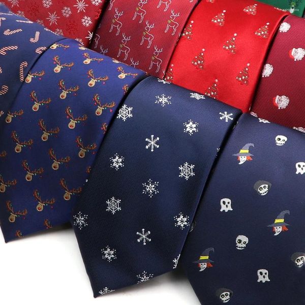 Noeuds papillon Noël Halloween Cravates Rouge Bleu Père Noël Motif Chemise De Fête Costume Cravat Accessoires Cadeaux