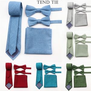 Papillon classico 6 5 cm 100 cravatta in cotone fazzoletto da taschino moda uomo e bambino quattro set di semplici accessori per camicie casual 231005