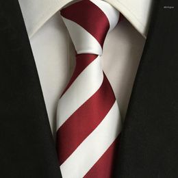 Noeuds Papillon Classique 8cm Largeur Pour Homme Soie Simple Rouge Et Blanc Stripe Hommes Costume D'affaires Formel Travail Cravate De Mariage Groom Party Cravates