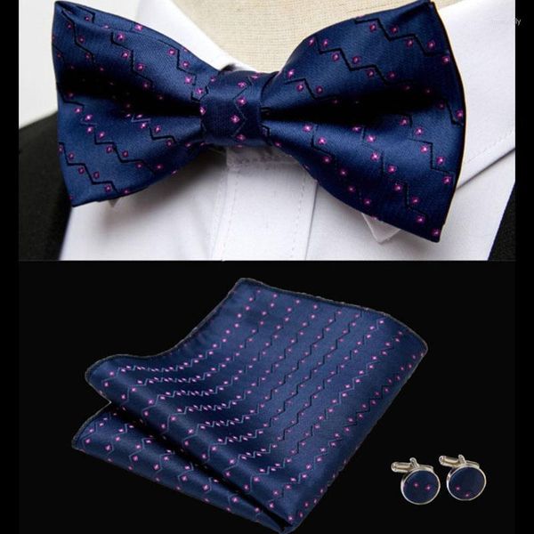 Pajaritas clásicas negras para hombres 100% seda mariposa corbata bolsillo cuadrado gemelos traje conjunto floral oro pajaritas donn22