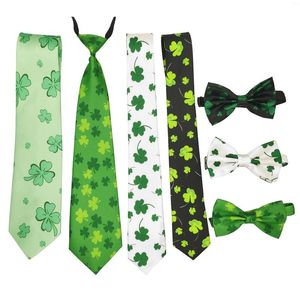 Bow Ties Classic Lucky Clover Green Tie Irish St. Patrick's Day Coldie Rayon Polyester imprimé Bowtie Holiday Accessories Gift