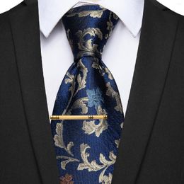 Bow Ties Classic Men's Silk Luxury Tie Blue Paisley Coldie pour l'homme Clip Clip Set Elegant Men Decor Decor Party Office Free Ship Free