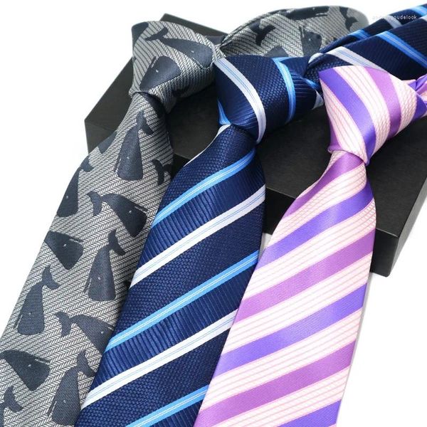 Bow Ties Classic Mens 8cm Jacquard Woven Striped Man's Necy Tie Casual Wear Earny Luxury Neckes