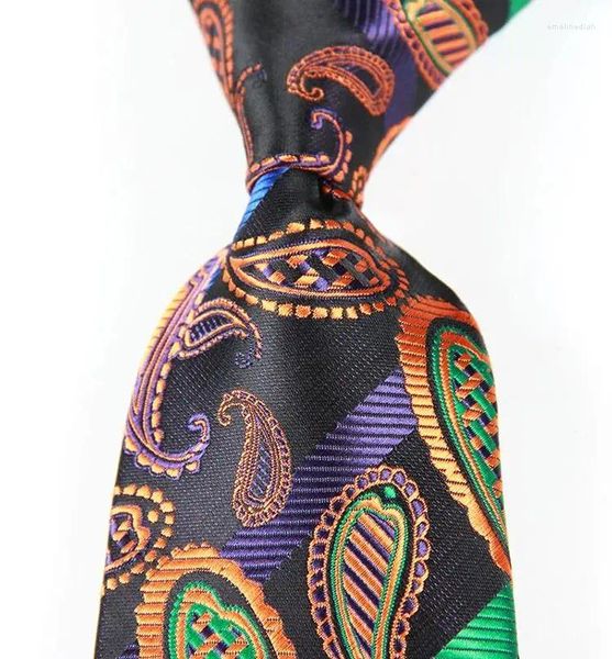 Noeuds papillon classique Paisley noir vert violet D cravate jacquard tissé soie 8 cm cravate pour hommes d'affaires fête de mariage cou formel