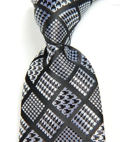 Bow Linds Classic Plaid Plate Black Tie Black Jacquard Woven Silk 8cm Corbalo para hombres Fiesta de boda Fiesta formal