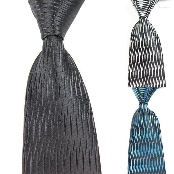 Pañuelos de lazo Clásico Sólido Rayado Negro Púrpura Corbata Jacquard Tejido Seda 8 cm Corbata de hombre Fiesta de boda de negocios Cuello formal