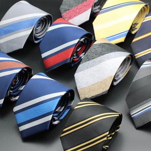 Bow Ties Classic Stripe for Men Jacquard 8cm polyester smalle stropdas Skinny Wedding Bruidegom Business NecTie Suit shirt cadeau