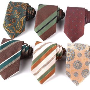 Cravates d'arc classiques à rayures pour hommes et femmes, cravate de couleur marron, fête d'affaires, costume Paisley, cadeaux de mariage pour marié