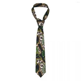Bow Ties klassieke stropdas voor mannen Silk Mens Nens Trouwparty Business Volwassen nek Casual ketens en tropische bladeren op Leopa
