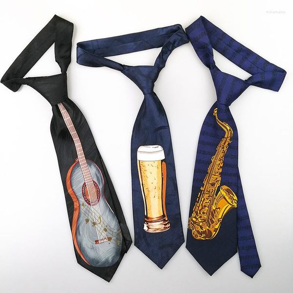 Lazos de arco Collar Cuerda Cerveza Instrumento musical Patrón 10 cm Corbata Gema de los hombres a rayas para hombres Accesorios de corbata Boda