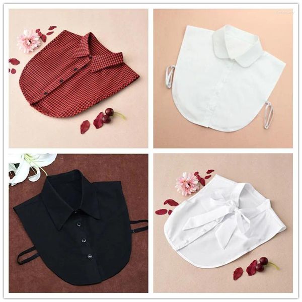 Colliers à nœuds papillon pour femmes et hommes, accessoires de vêtements, chemise solide, faux col, blanc, noir, rouge, chemisier Vintage détachable