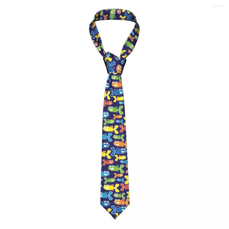 Båge slipsar färgglada tecknade fiskmän slipsar avslappnad polyester 8 cm smal hals för herrskjorta tillbehör cravat cosplay rekvisita