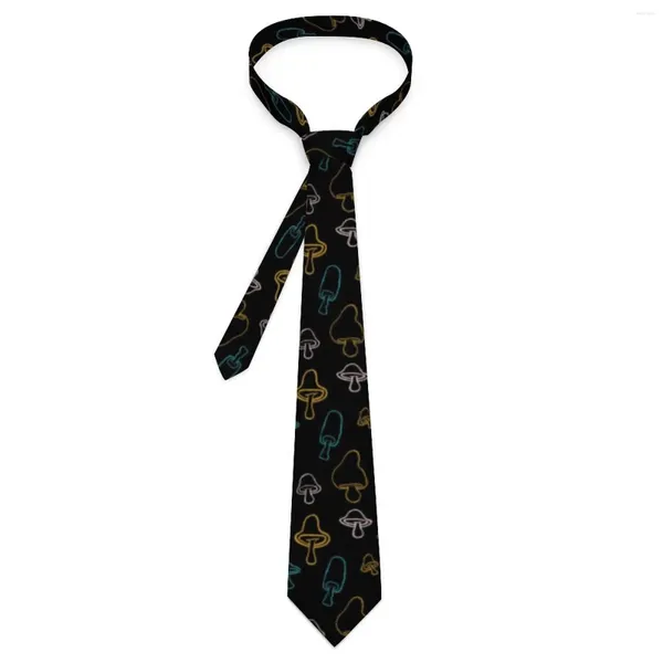 Corbatas de lazo Corbata de setas coloridas Setas de neón Impresión Novedad Cuello casual para hombre Ropa diaria Collar de fiesta Accesorios de corbata