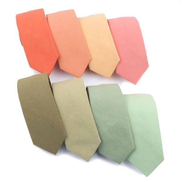 Noeuds Papillon Macarons En Coton Cravate De Couleur Unie Pour Hommes De Mariage Corail Vert Rose Cravate Maigre Fête Accessoires Décontractés Cravates Homme Cravat