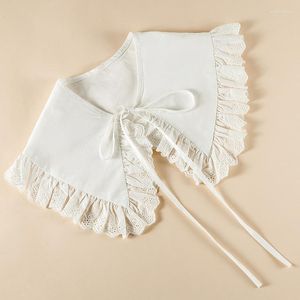 Noeuds papillons coton blanc revers faux col châle filles volants demi-chemise enveloppement colliers détachables collier faux