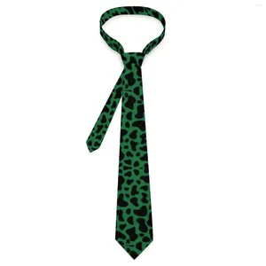 Strikjes Koe Print Klaver Ierse Gift Stropdas Groene En Zwarte Vlekken Bruiloft Hals Mannen Retro Casual Stropdas Accessoires Grafische Kraag