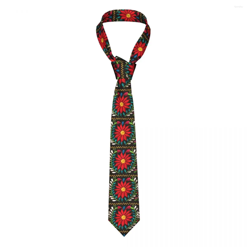 Papillon personalizzato messicano spagnolo ricamo fiori cravatta per uomo formale tradizionale cravatta da sposa in seta tessile