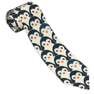 Boogbladen schattige gelukkige pinguïn stropdies mannen vrouwen polyester 8 cm kleurrijke cartoon nek stropdas voor heren mager klassiek dagelijkse slijtage feest